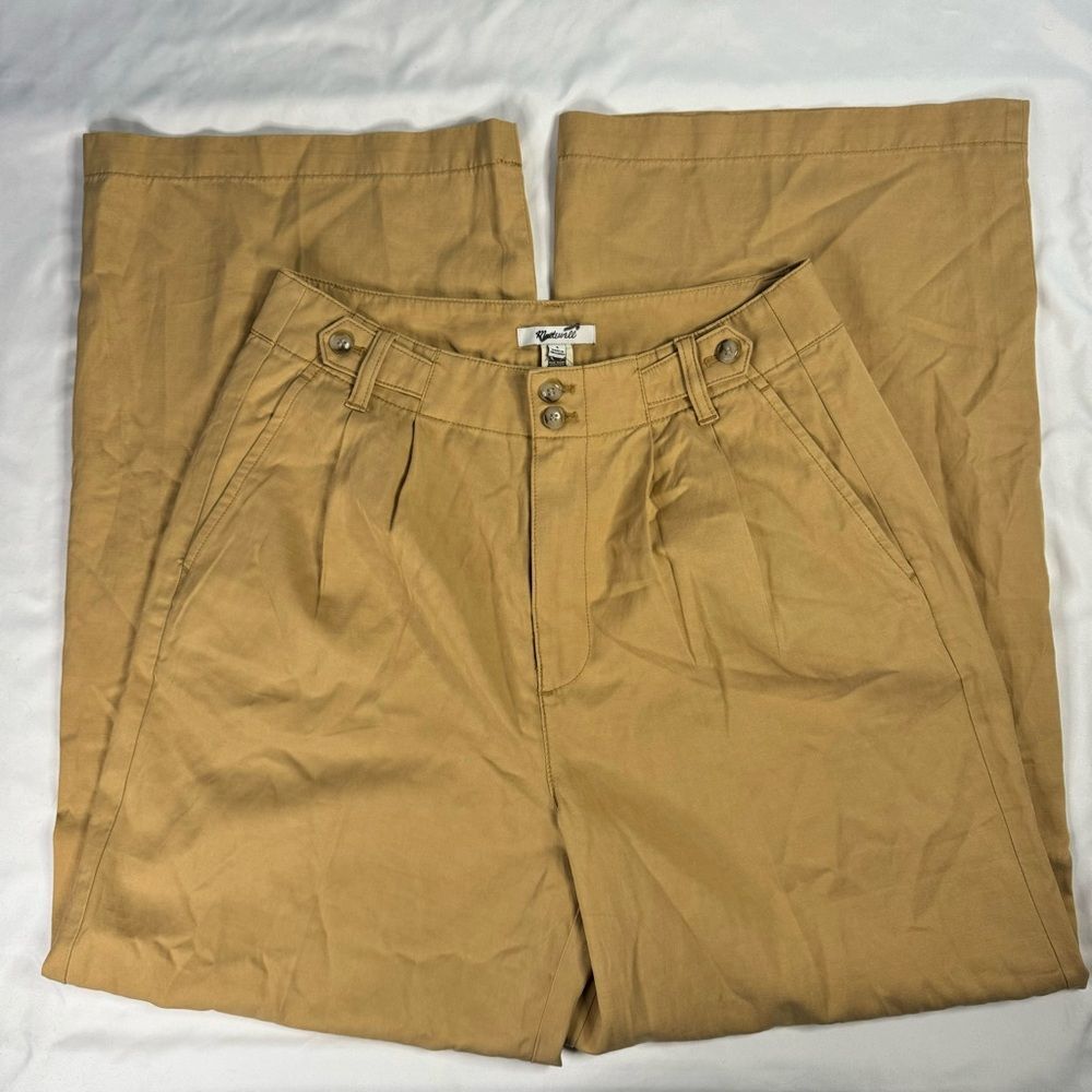 Madewell Harlow Wide-Leg Pant Women Size 6 Desert Dune Linen Blend Casual Boho